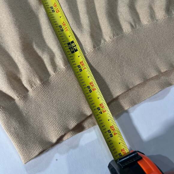 SUITSUPPLY Silk Wool Cashmere Short Sleeve Johnny Collar Polo Tan Large - Picture 6 of 7